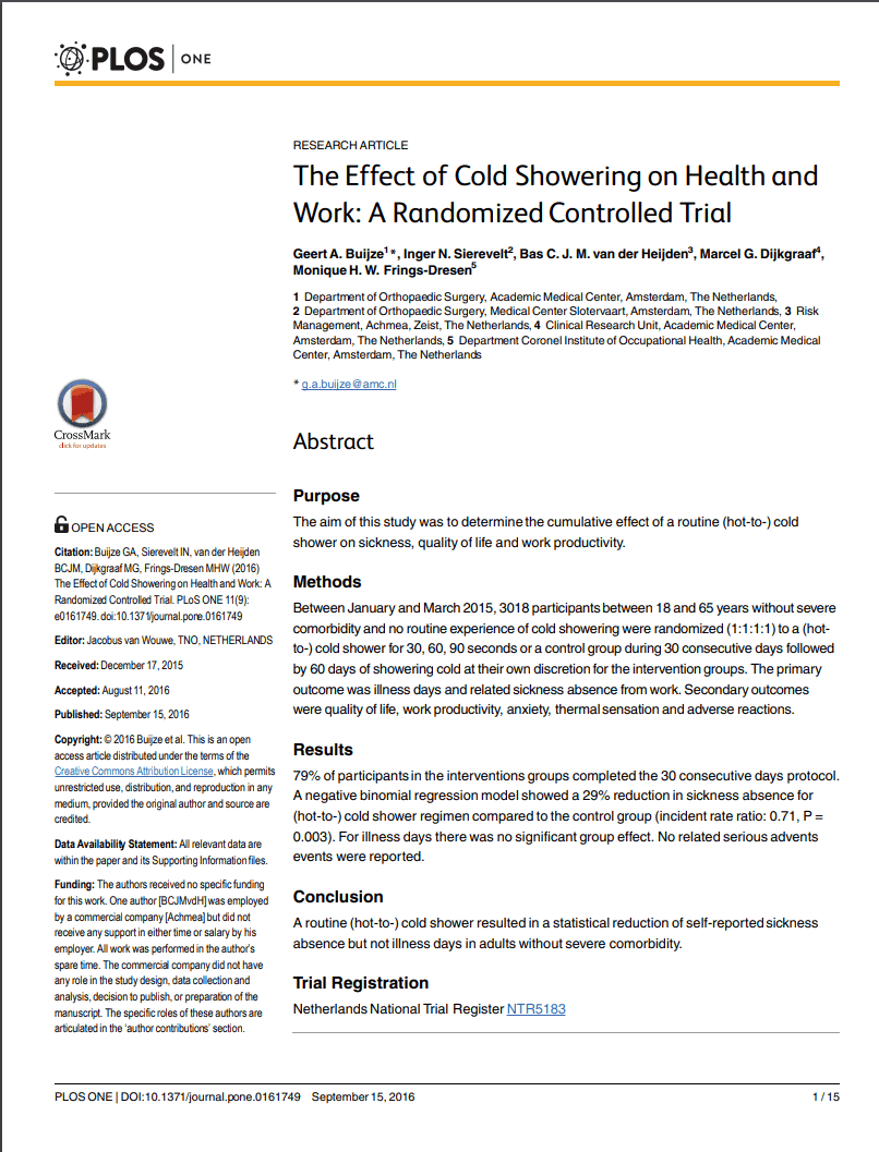 Effects of Cold Water on Performance Study | Fighting Arts Health Lab