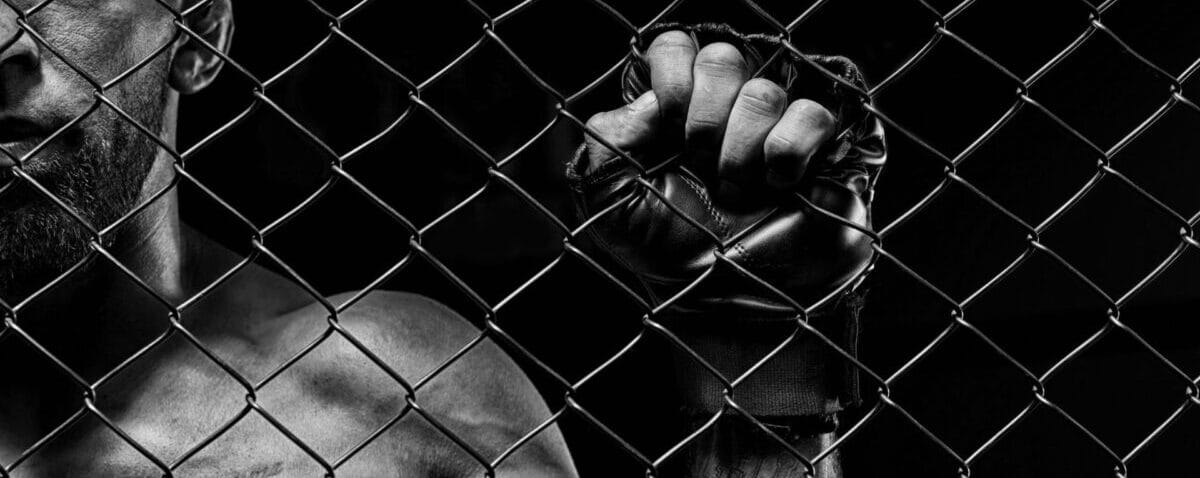 Mixed martial arts fighter preparing for modern MMA competition Mixed martial arts fighter preparing for modern MMA competition
