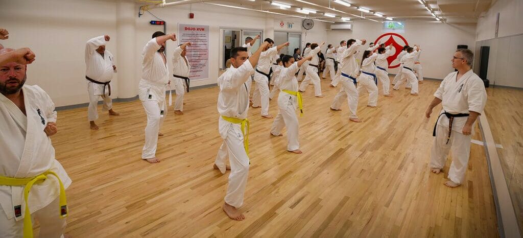 Diverse group of beginning martial arts students of various ages learning basic stances with a supportive instructor in a welcoming studio environment Diverse group of beginning martial arts students of various ages learning basic stances with a supportive instructor in a welcoming studio environment